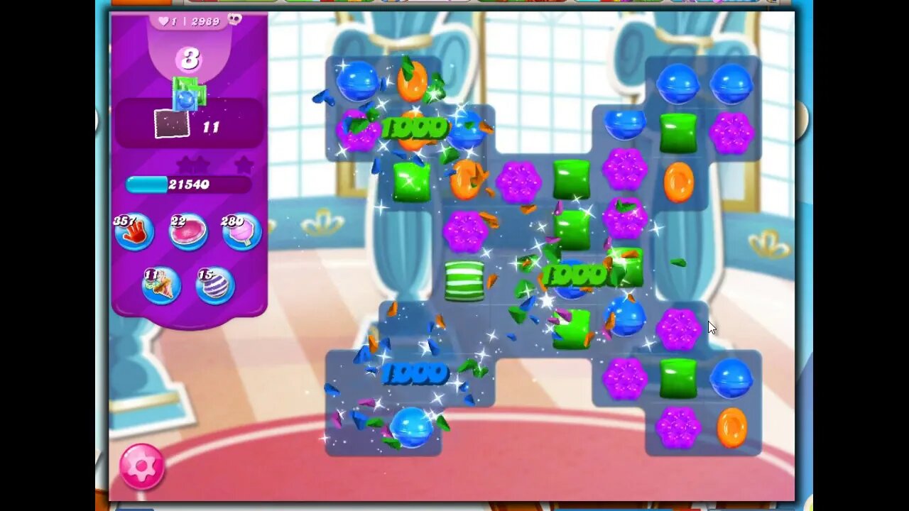 Candy Crush Level 2989 Talkthrough, 12 Moves 0 Boosters