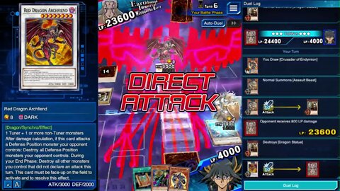 YuGiOh Duel Links! Synchro Summon Red Dragon easy win Earthbound Immortal Wiraqocha Rasca!!!