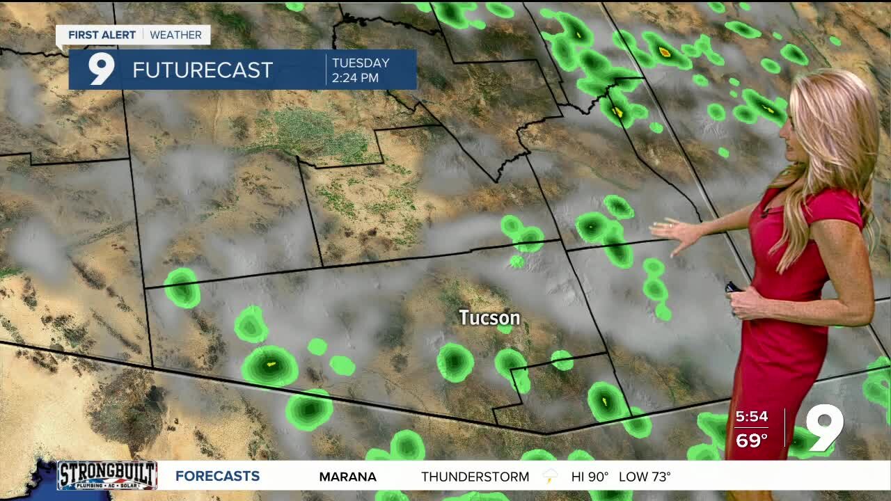 A more typical Monsoon pattern through Wednesday