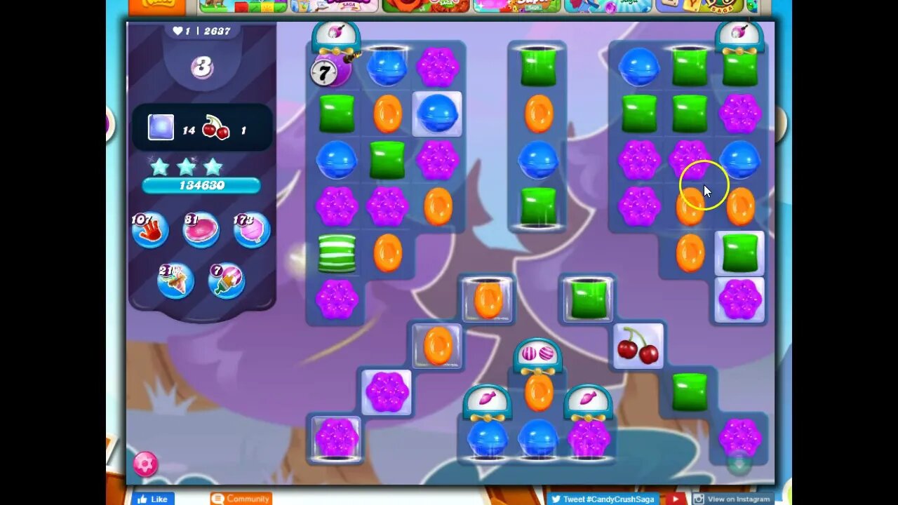 Candy Crush Level 2637 Talkthrough, 15 Moves 0 Boosters