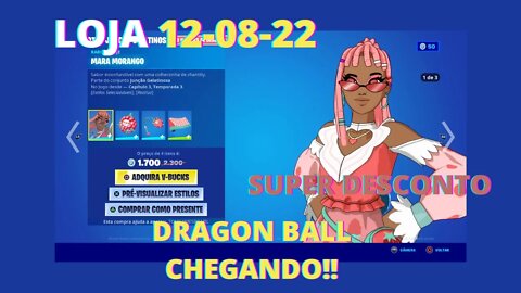 LOJA FORTNITE HOJE 12-08-22 DESCONTO DE VBUCKS,DRAGON BALL CHEGANDO, SKINS MARVEL NA LOJA!!