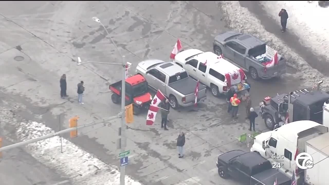 Ambassador Bridge open to US-bound traffic as Canadians protest COVID-19 vaccine mandates