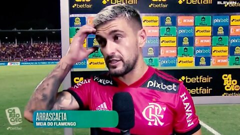 arrascaeta fala sobre seu primeiro gol de falta com a camisa do Flamengo x Nova Iguaçu