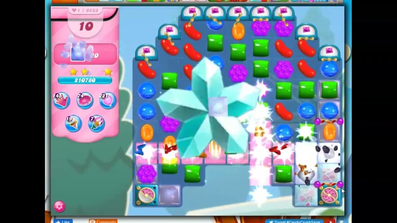 Candy Crush Level 6223 Talkthrough, 22 Moves 0 Boosters