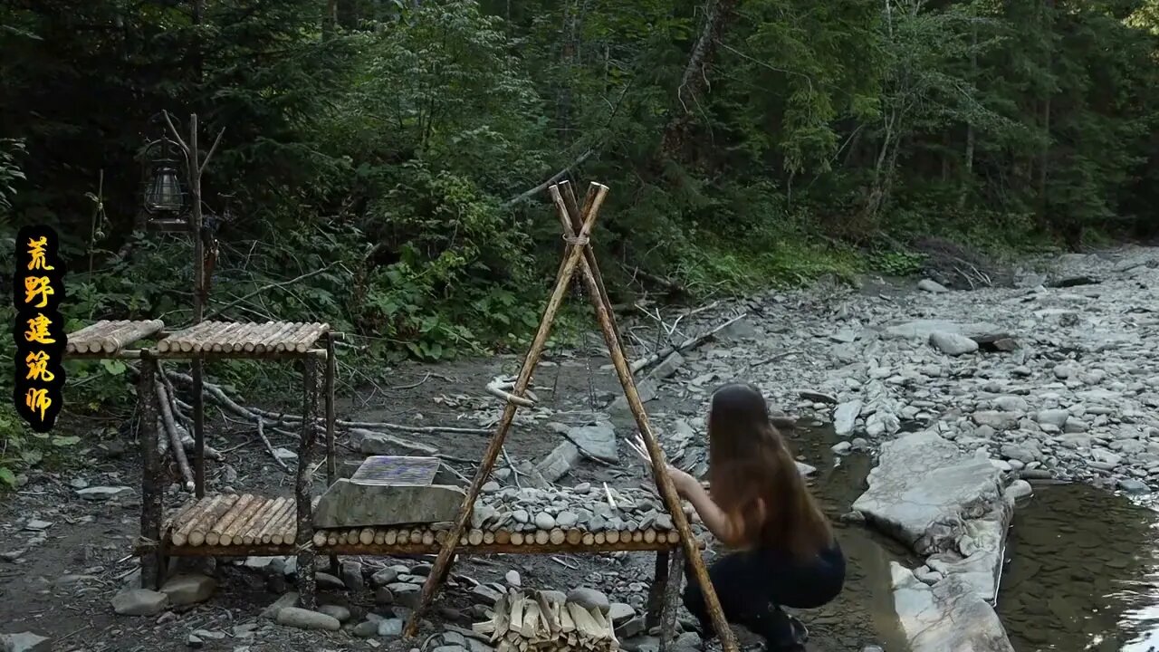 15-- Camping in the forest. The tent was set up on the river. It was much more comfortable.