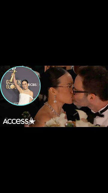 Ali Wong and Bill Hader Share a Kiss at Golden Globes