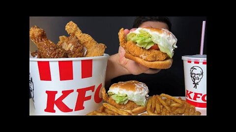 ASMR KFC 🍗🍟CHICKEN BURGER FRIED POTATOES CoCaCoLa SET FAST FOOD MUKBANG KFC