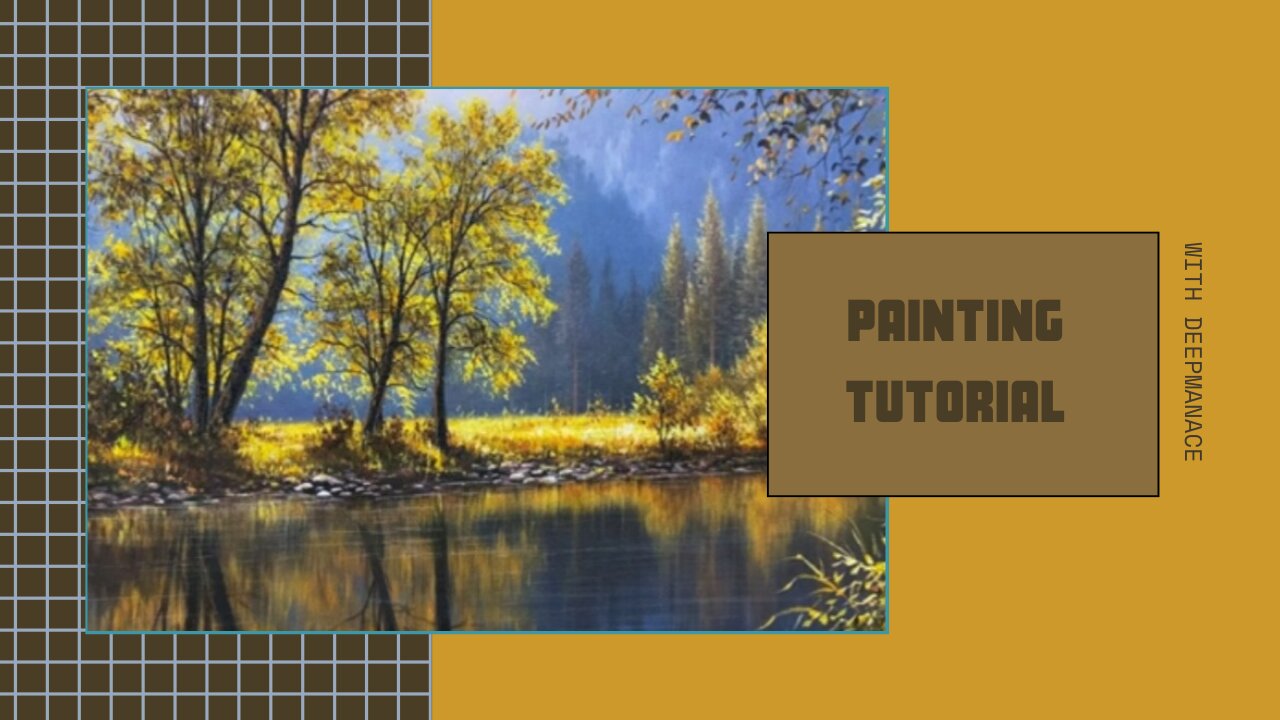 Acrylic landscape painting process/ forest landscape by water