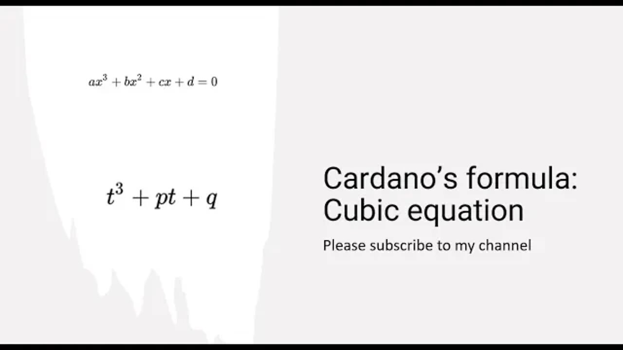 Cardano’s formula: Cubic equation