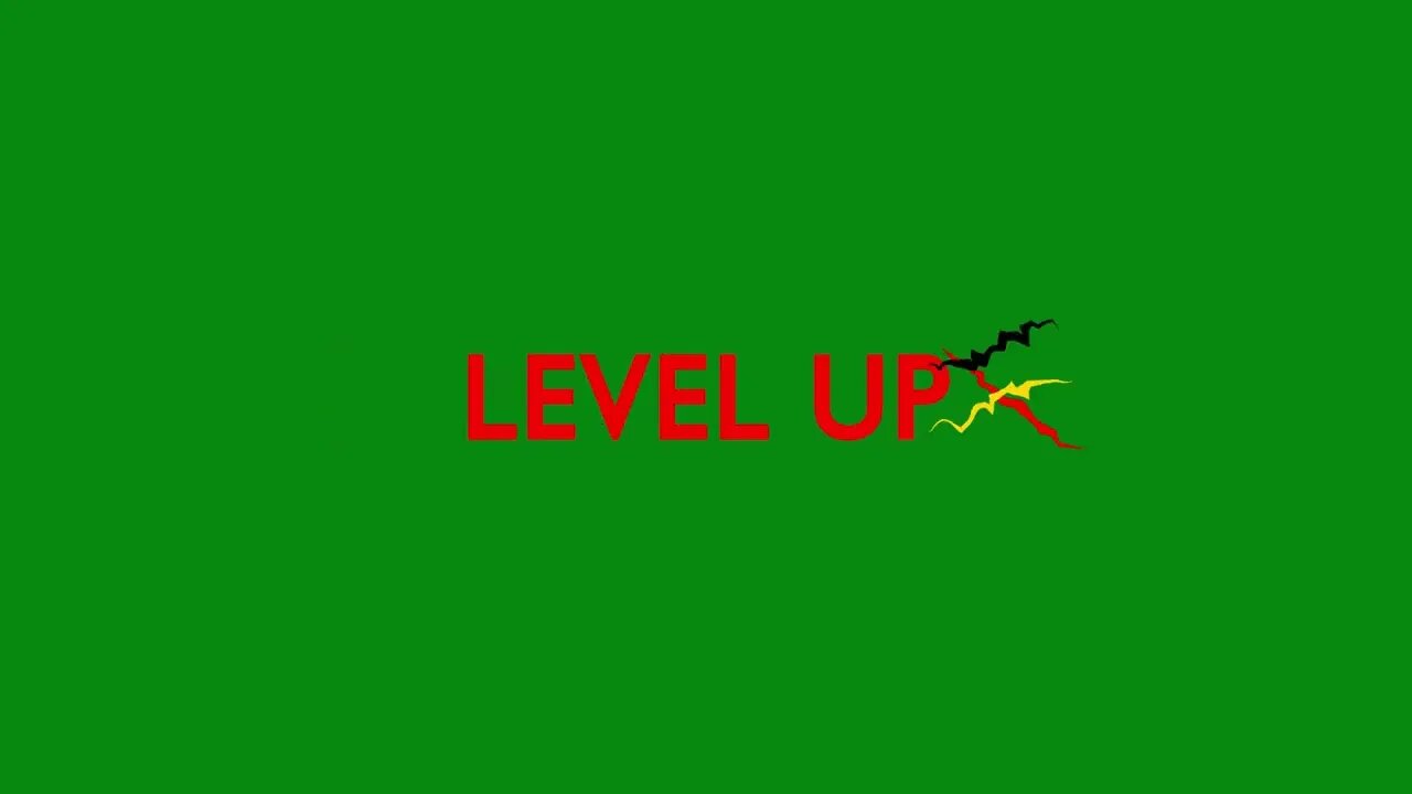 Flash Level Up Glitch Text Effect Green Screen Overlay Motion Graphics 4K UHD Copyright Free