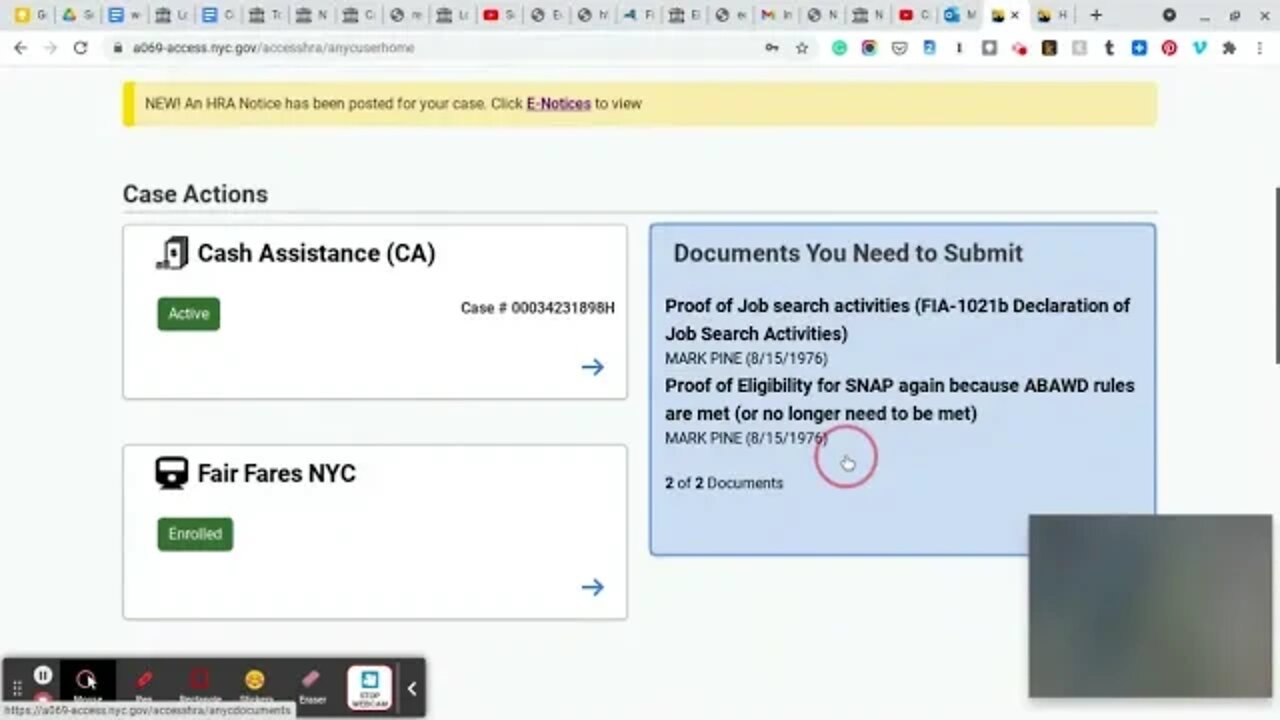 My HRA account is asking for documents on July 28, 2021.