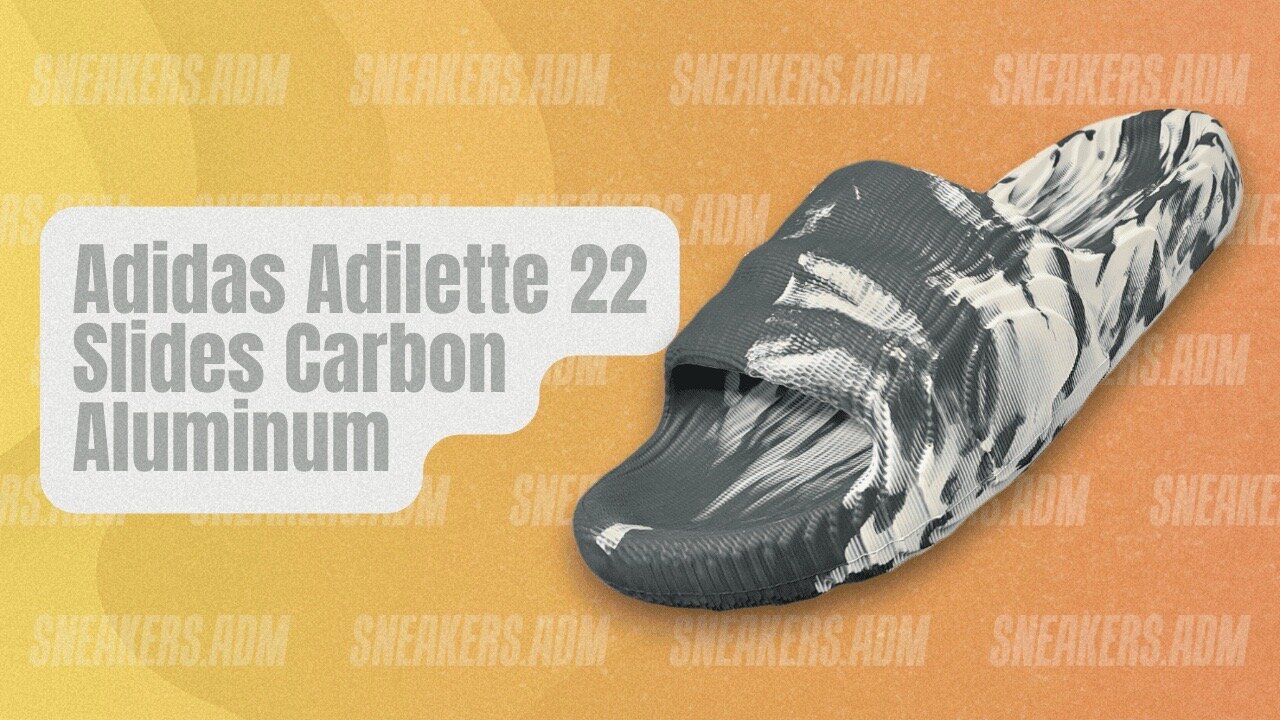 Adidas Adilette 22 Slides Carbon Aluminum - GX6947 - @SneakersADM