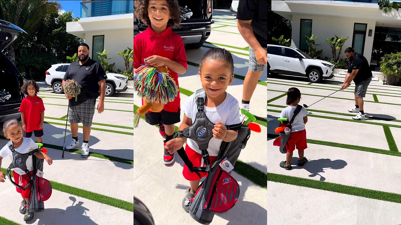 DJ Khaled Tees Up with His Kids for a Fun Day of Golfing!