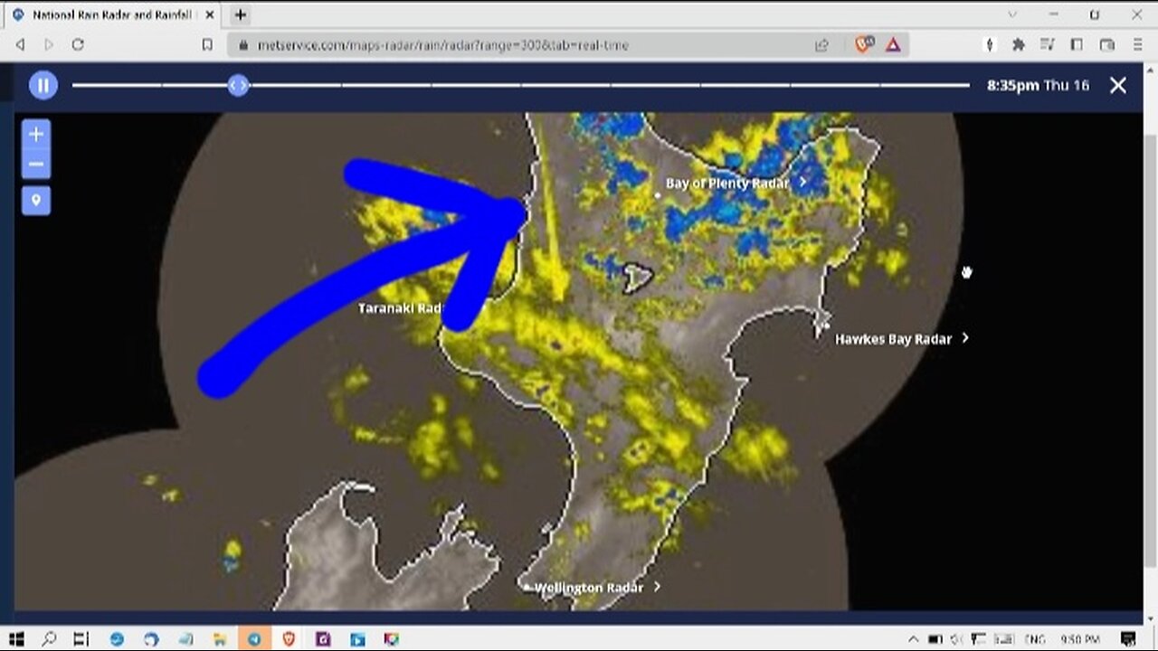 Weather modifying beams caught on the metservice radar in real time in both the South Island and North Islands. 16th Feb 2023
