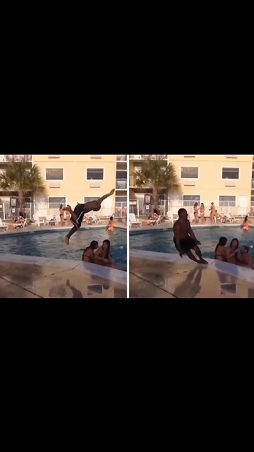 Pool jump ends in disastrous epic fail