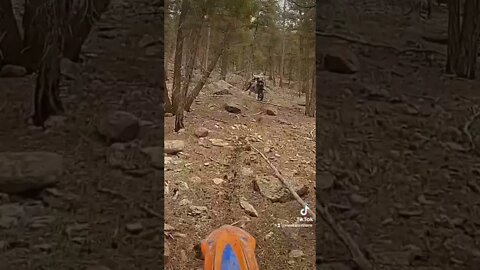 Another steep hill climb while buddy does a pivot turn!
