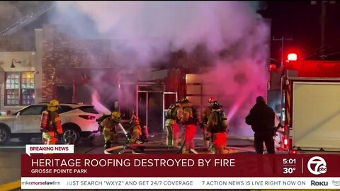 Heritage Roofing in Grosse Point Park destroyed by fire