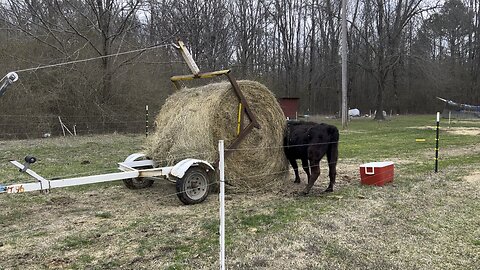 Testing out the homemade hay unroller