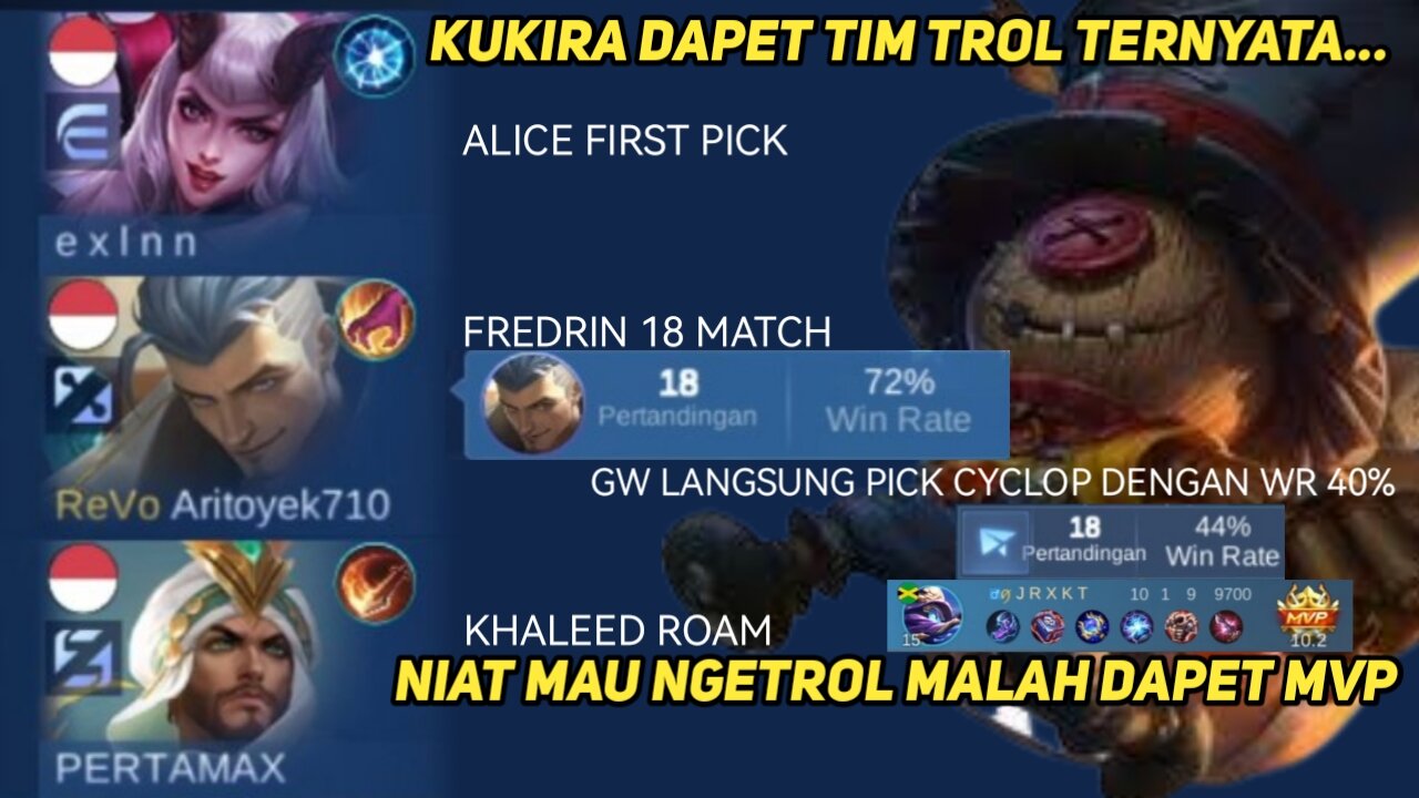 NIAT MAU NGETROL KARENA DRAFT PICK ANEH, TAPI MALAH DAPET MVP - Mobile Legends