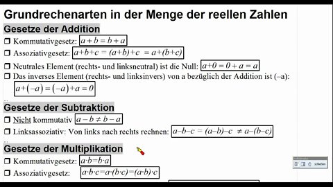 Vorkurs Mathematik ►Lektion 100 ►Gesetze für Grundrechenarten