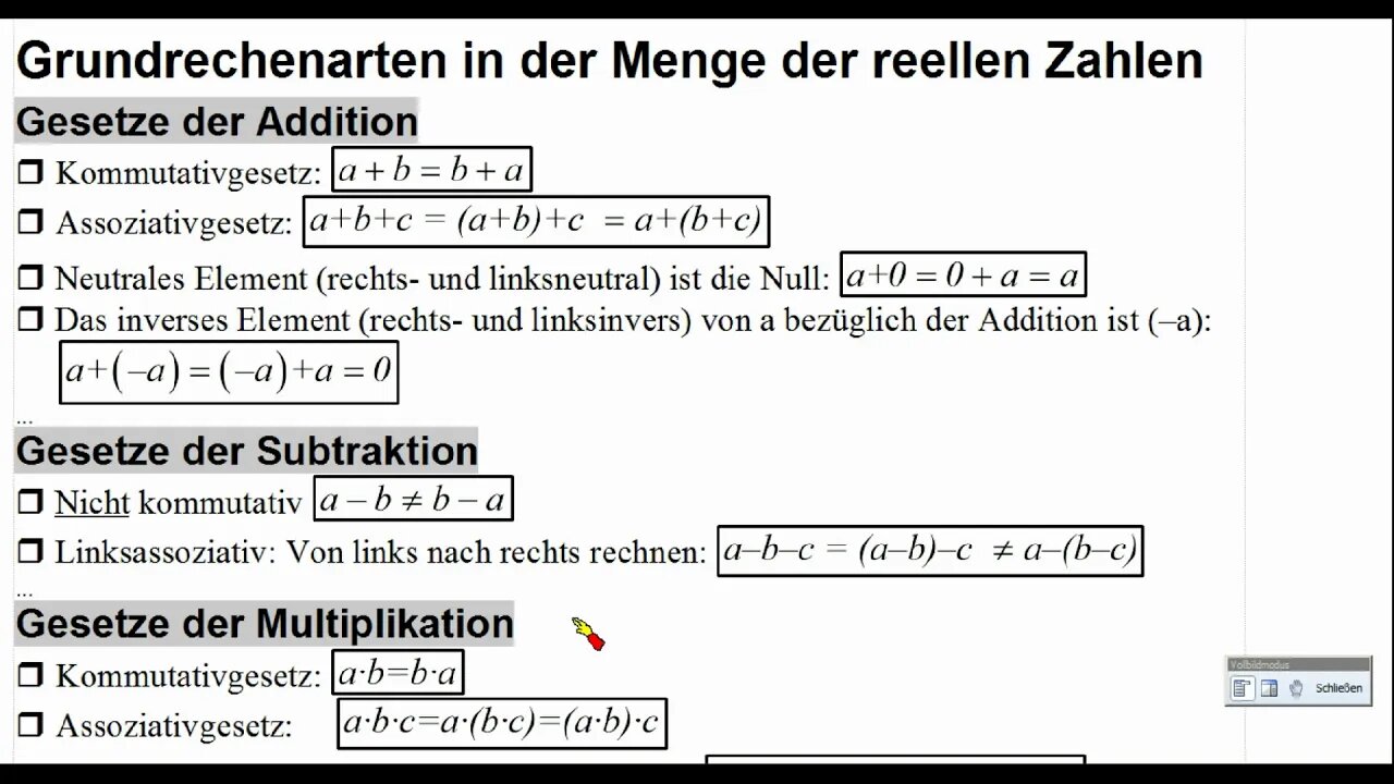 Vorkurs Mathematik ►Lektion 100 ►Gesetze für Grundrechenarten