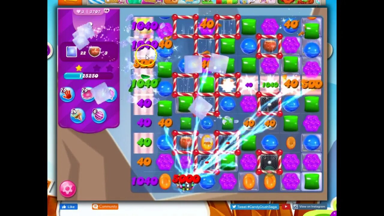Candy Crush Level 3707 Talkthrough, 12 Moves 0 Boosters