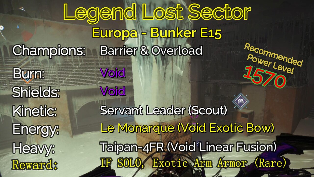 Destiny 2 Legend Lost Sector: Europa - Bunker E15 on my Warlock 11-9-22