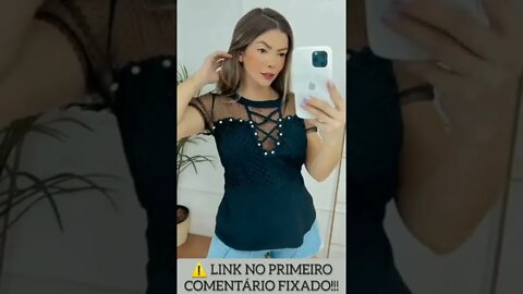 Blusa Feminina Peplum/ detalhe em Tule e pérolas/ tecido com pouco Elastano!!!