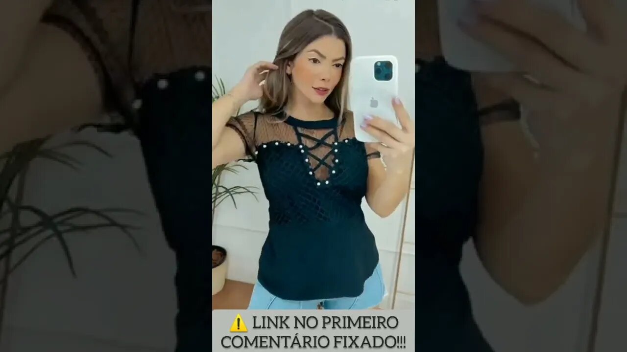 Blusa Feminina Peplum/ detalhe em Tule e pérolas/ tecido com pouco Elastano!!!