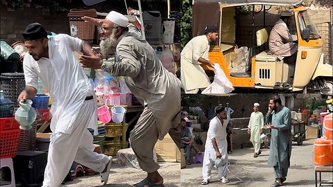 Throwing water on people | the guy tried to grab me😱| rickshaw man lost his slippers