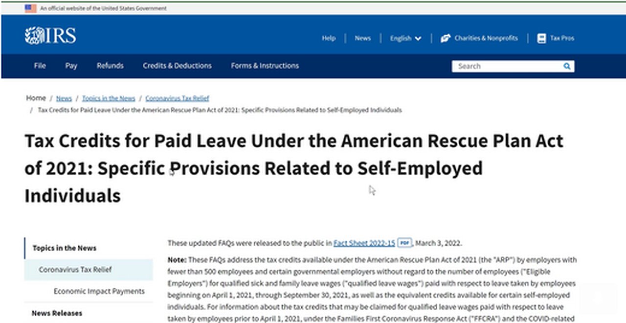 Self- Employed Tax Credit (SETC)