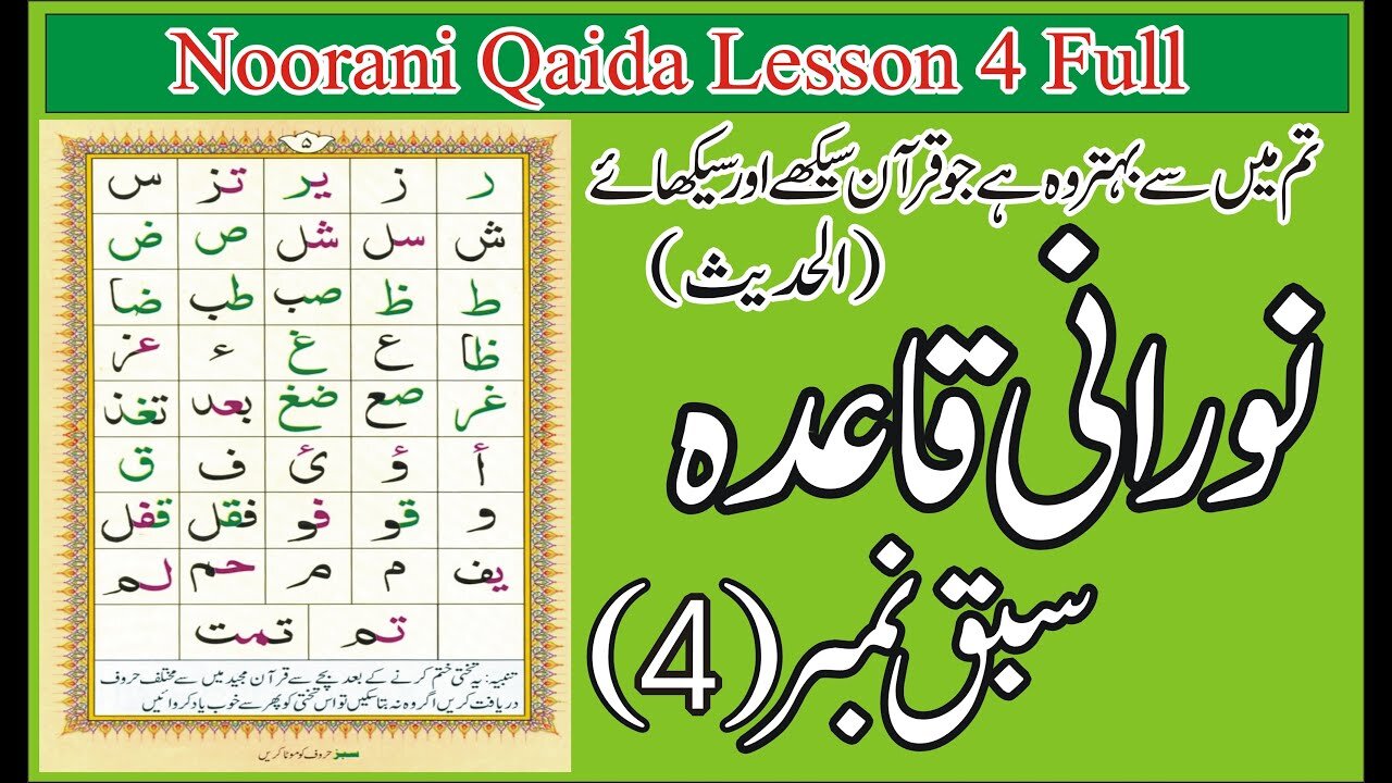 Noorani Qaida Lesson 4 # Part 4] Full In Urdu /Hindi