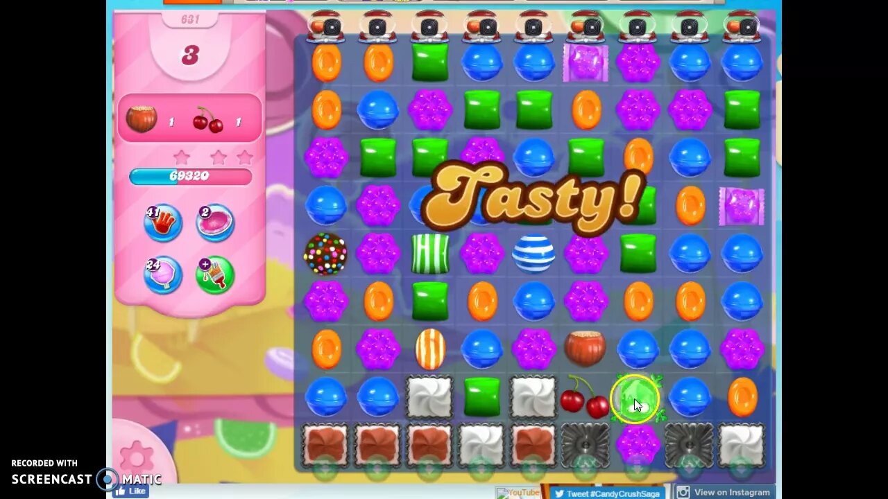 Candy Crush Level 631 Audio Talkthrough, 3 Stars 0 Boosters