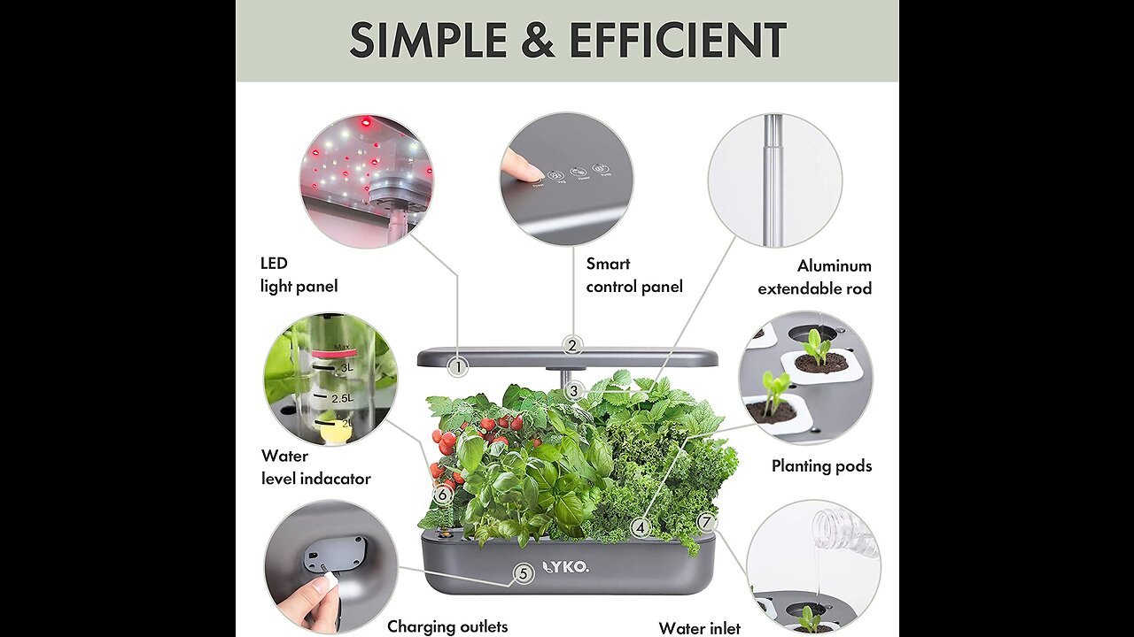 Hydroponics Growing System 12 Pods Indoor Garden 139 LED Full-Spectrum Grow Light Indoor Herb G...