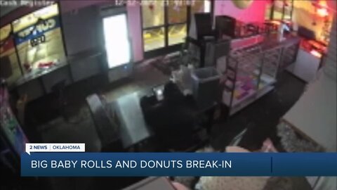 Big Baby Rolls and Donuts cleaning up after break-in, burglary