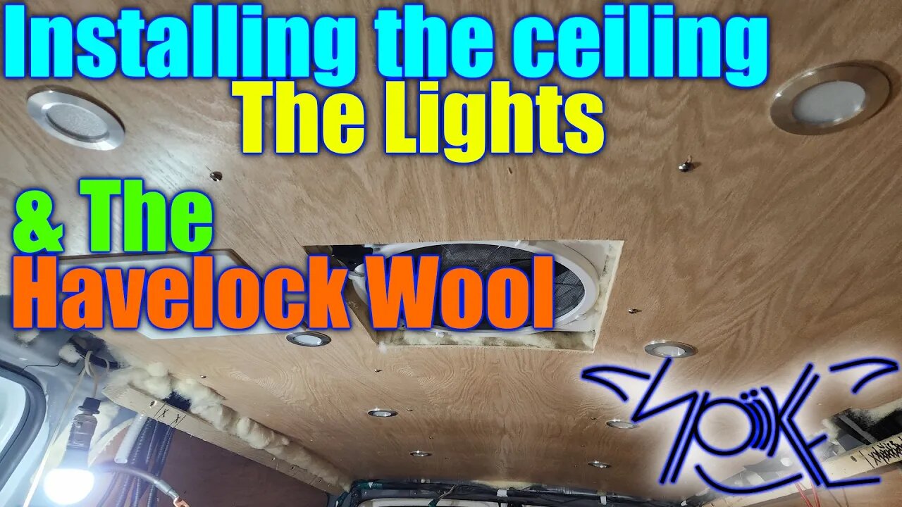 Insulating, Cutting and Installing 1/4" plywood ceiling, wiring up pod lights!