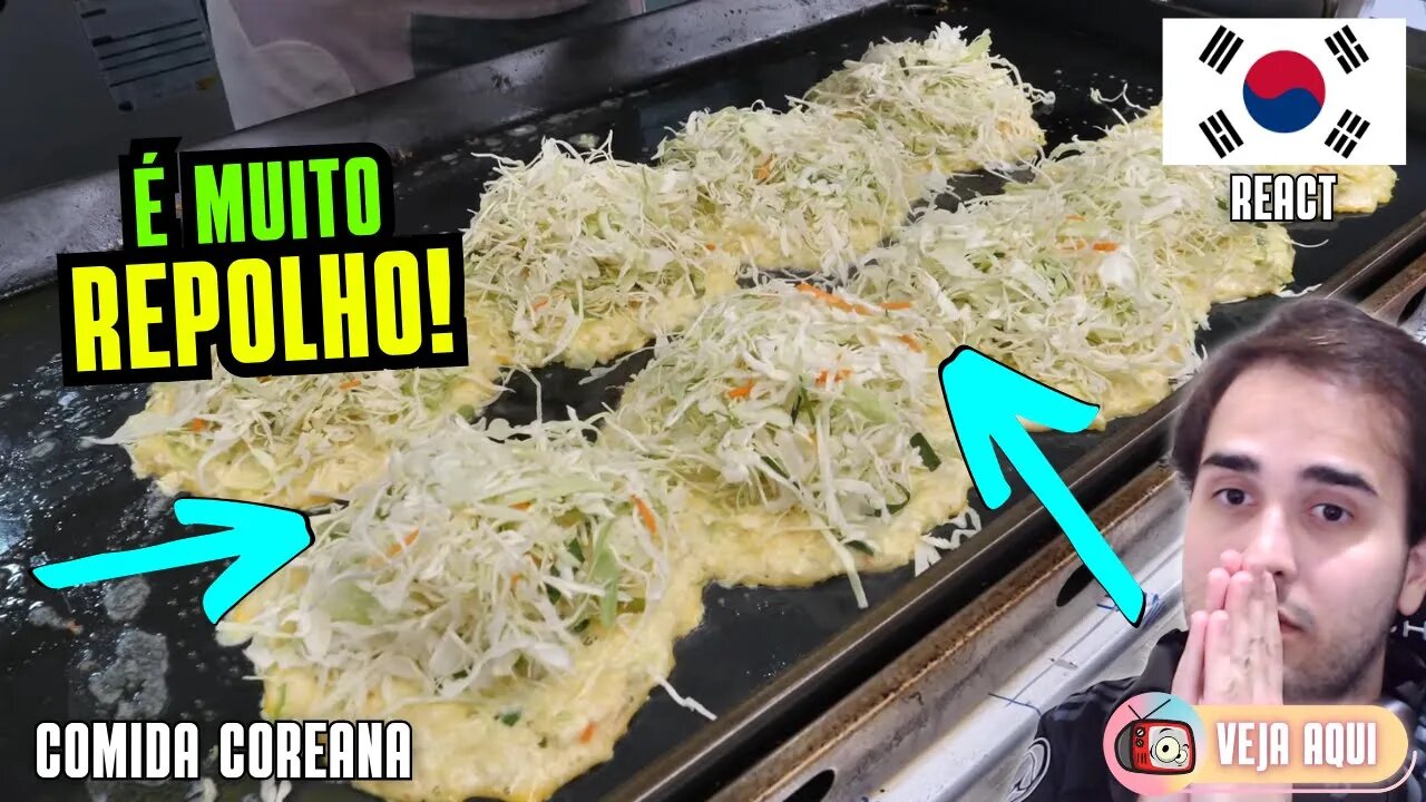 Esse SANDUÍCHE COREANO leva MUITO REPOLHO! Reagindo a COMIDAS DE RUA COREANAS | Veja Aqui Reacts