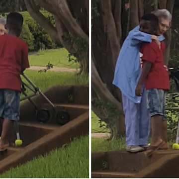 8-Year-Old Pleads With Mom To Help Elderly Woman Up The Steps!