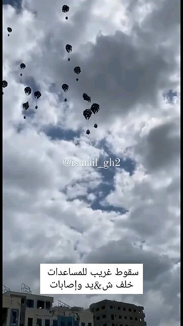 US Parachuted Aid over Gaza. Several shoots Failed to open. 5 Palestinazis Dead! Thank you US!