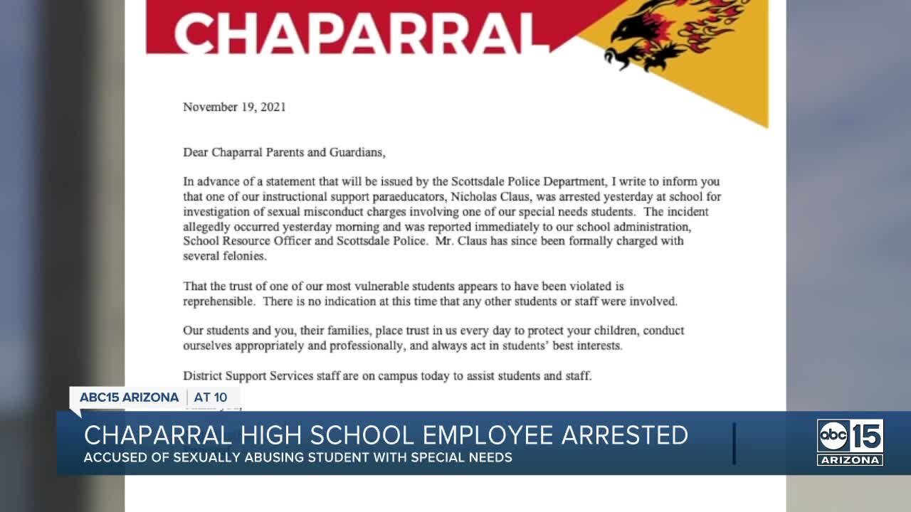 Chaparral school staff member arrested for sexual misconduct