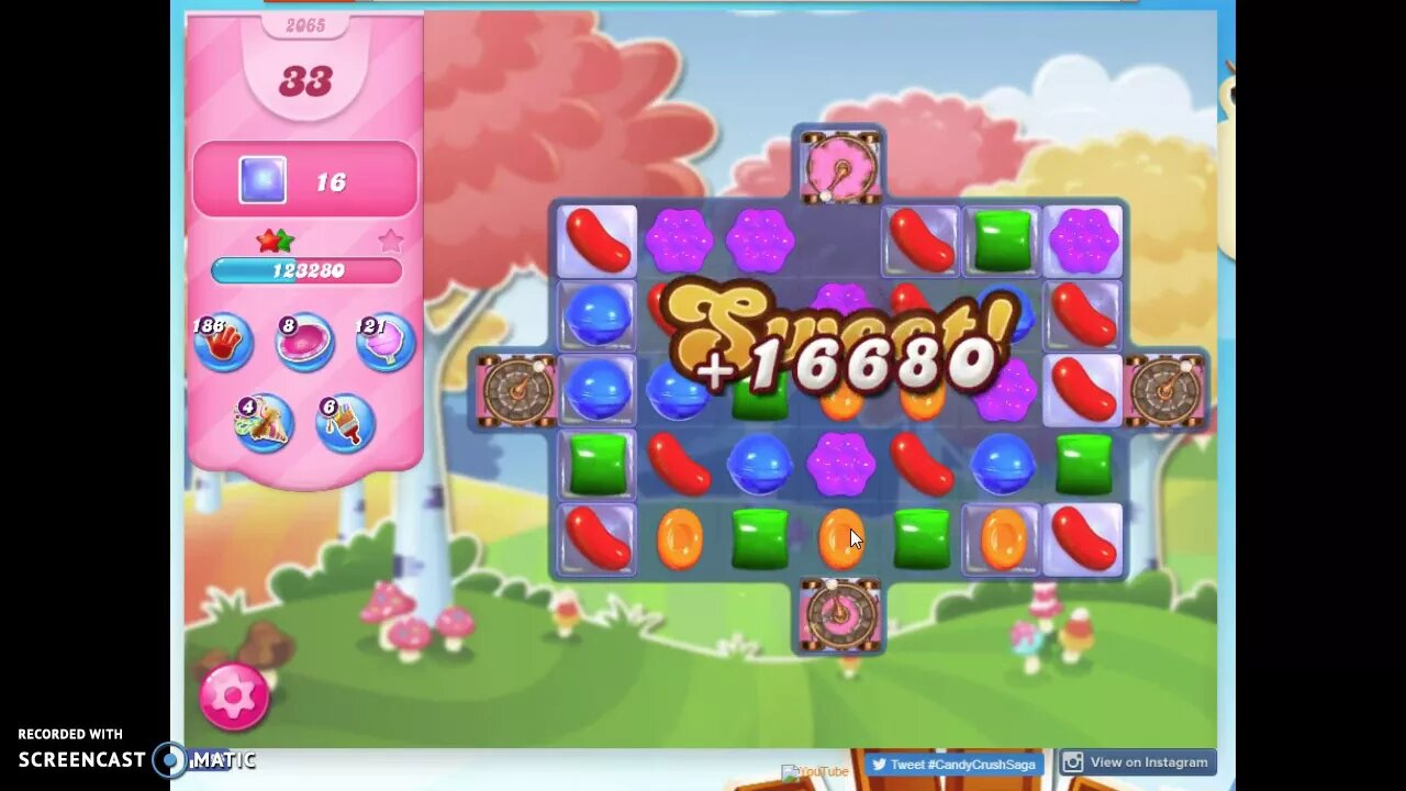 Candy Crush Level 2065 Audio Talkthrough, 2 Stars 0 Boosters