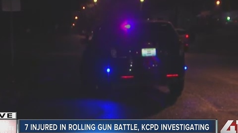 7 injured in rolling gun battle, KCPD investigating