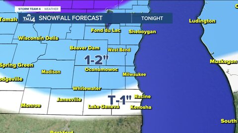 Line of snow showers with 1-2" of accumulation tonight