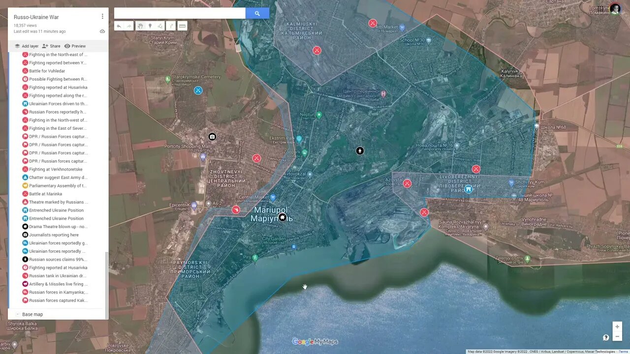 [ Siege of Mariupol ] Russian made progress towards center / Novosyolovka; Dramatheatre bombed