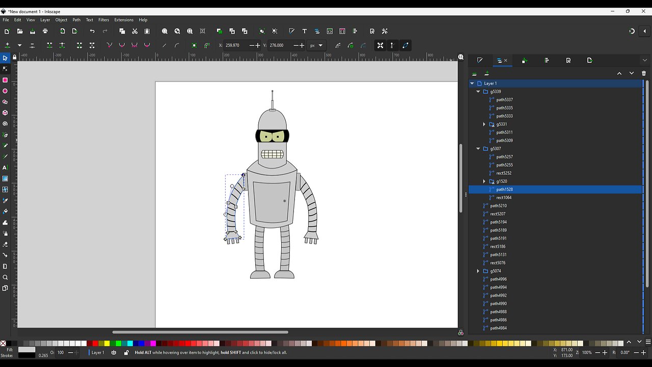 Tutorial drawing a Bender like robot in inkscape