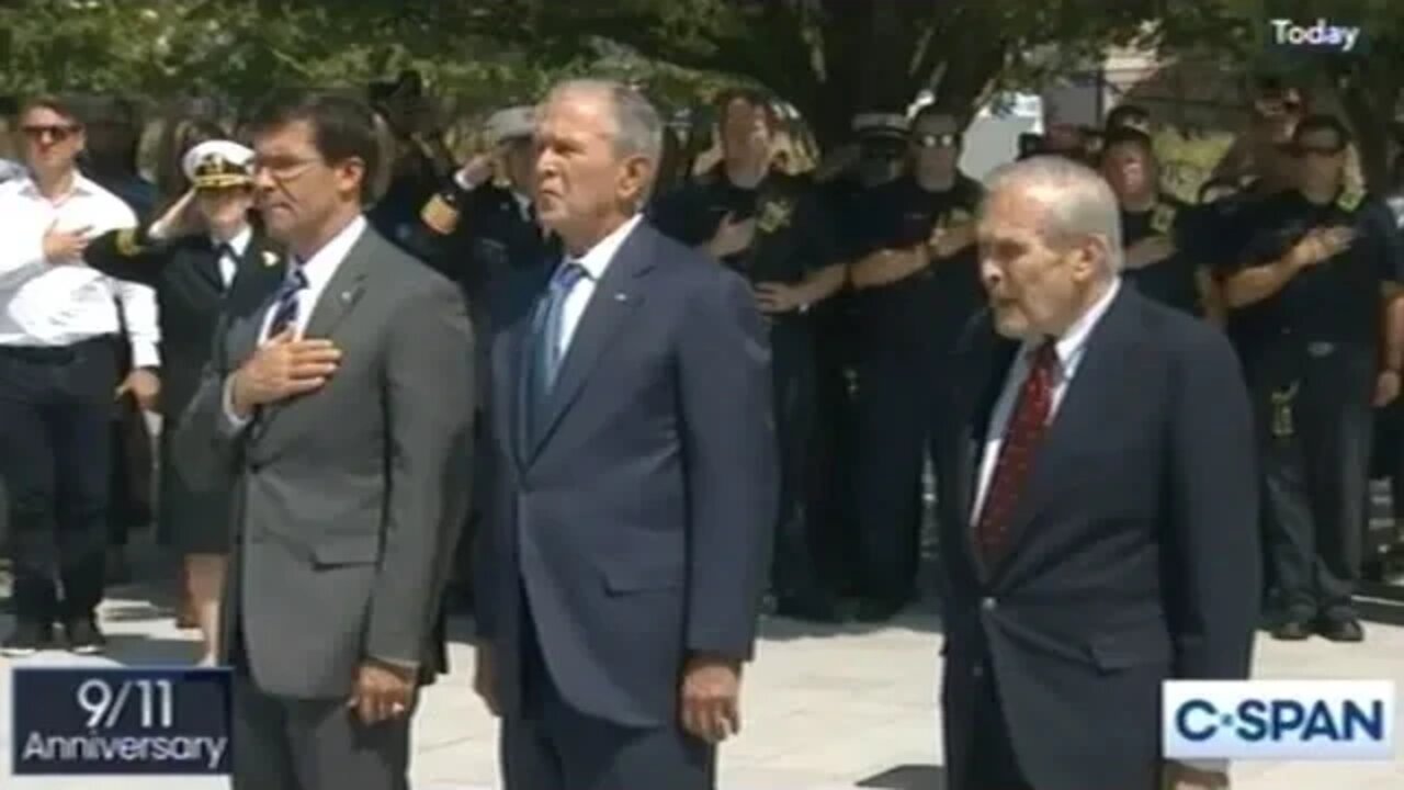 George W Bush And Donald Rumsfeld Lay A Wreath At The Pentagon September 11, 2019