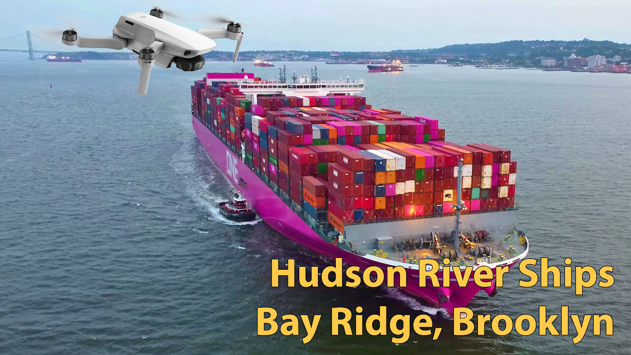 Cargo ships on Hudson river