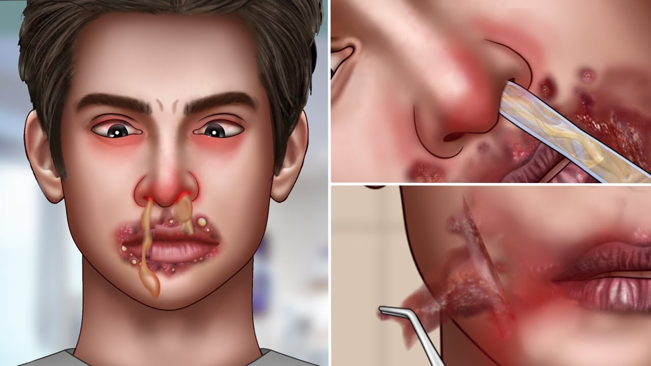 ASMR Canker sores and ulcers inflammation around mouth | Treatment animation