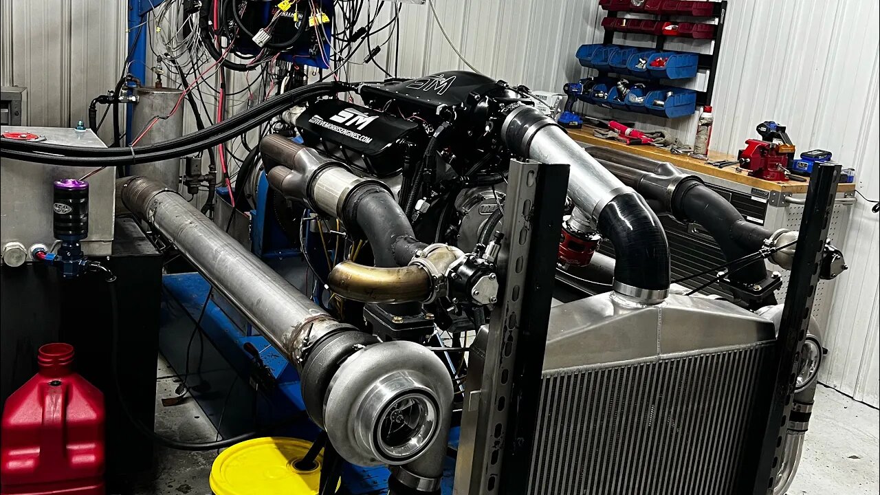 Twin Turbo 632” Big Block Makes Big Power On Pump Gas and C16!