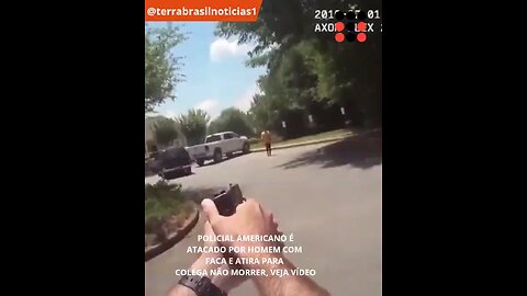 Policial americano é atacado por homem com faca e atira para colega não morrer; VEJA VÍDEO